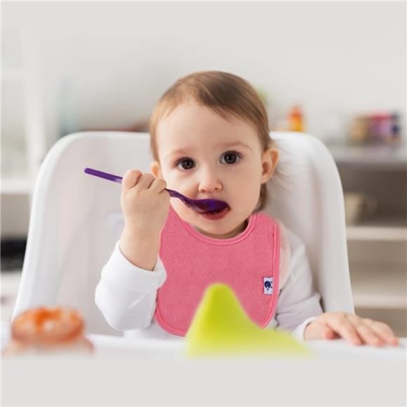 12 Pack Terry Drool Cotton Bibs, Unisex Baby Bibs with Fiber Filling Waterproof - Picture 5 of 7